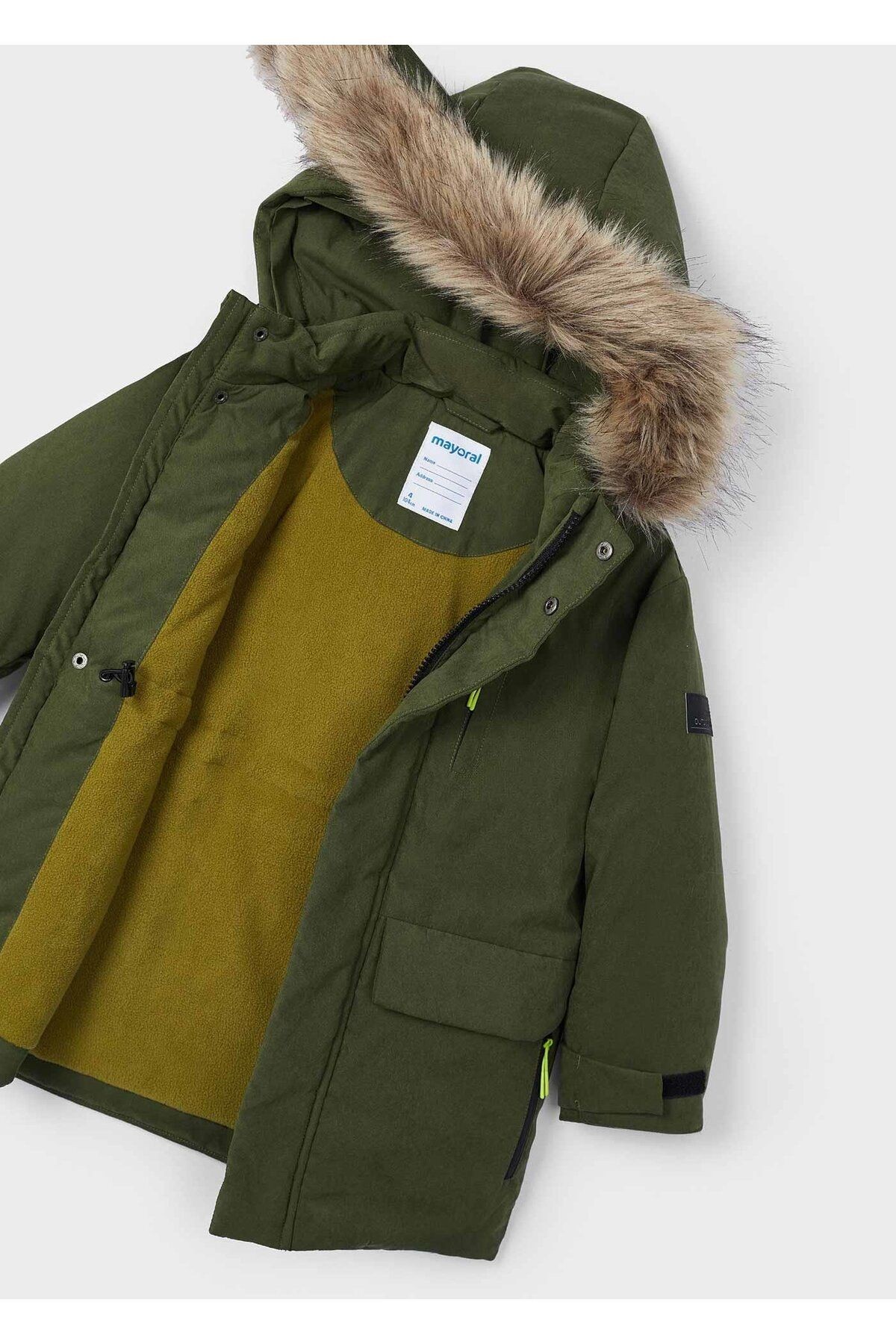 Erkek Çocuk Kürk Kapşonlu Parka Mont