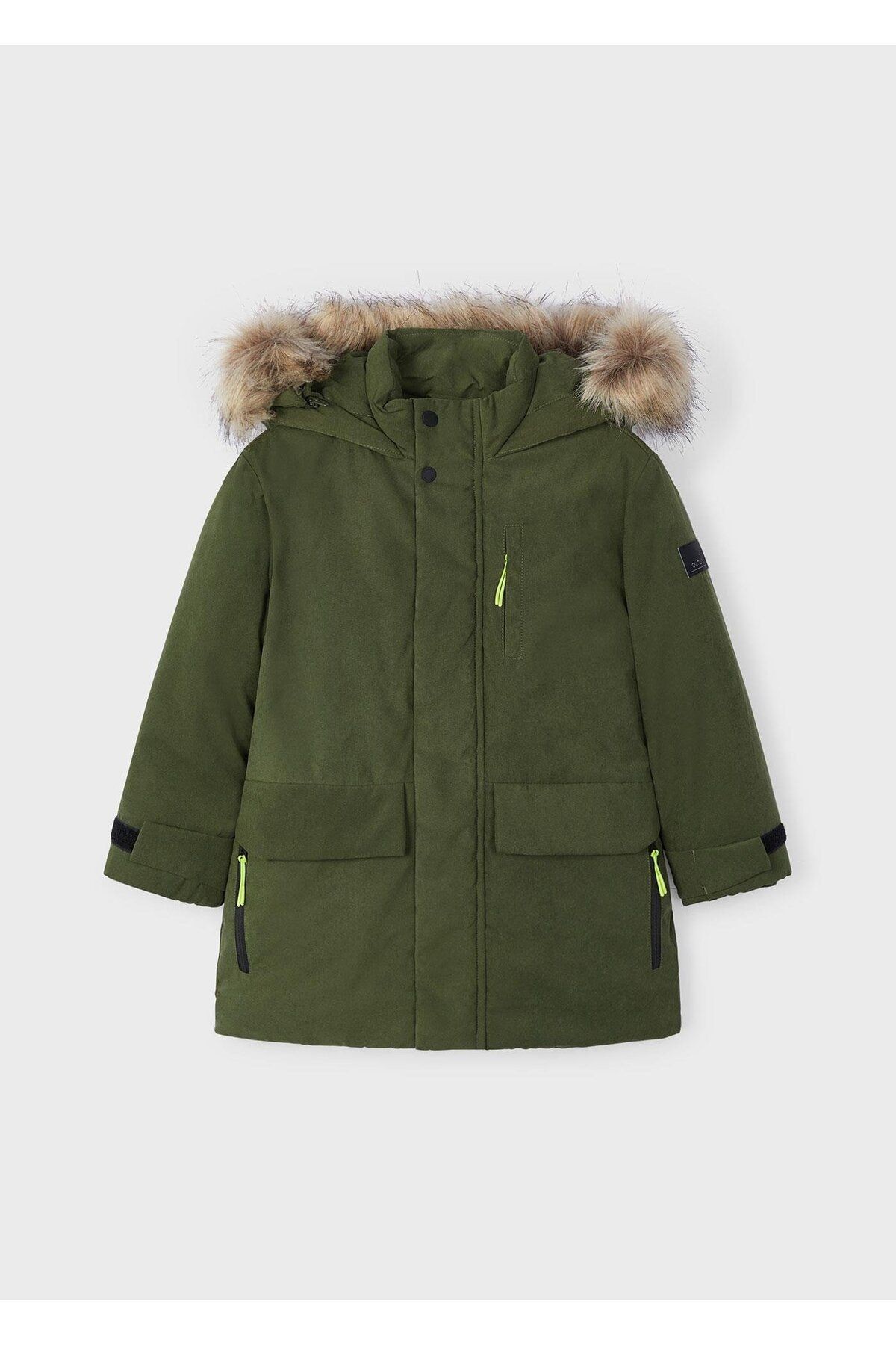 Erkek Çocuk Kürk Kapşonlu Parka Mont