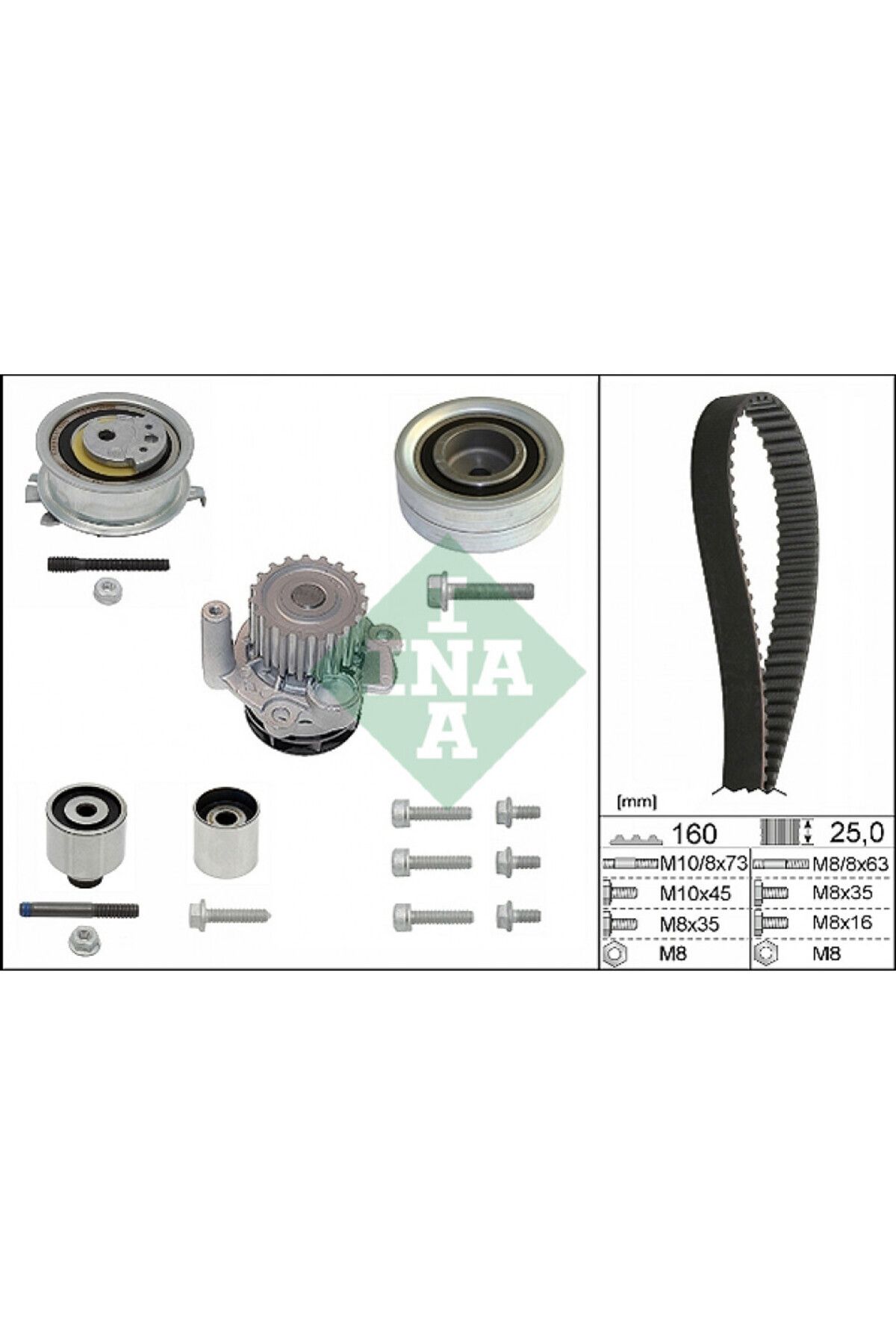 INA Su Pompası + Triger Kayışı Seti 530 0550 32 | Audi, VW, Skoda, Seat Uyumlu | OEM 03L121011 – 03L109244 – 03L109119
