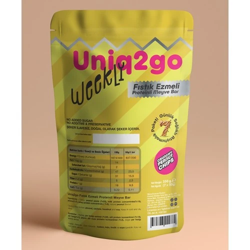 Uniq2go Weekly Fıstık Ezmeli Proteinli Meyve Bar - 7 Adet 50 gr