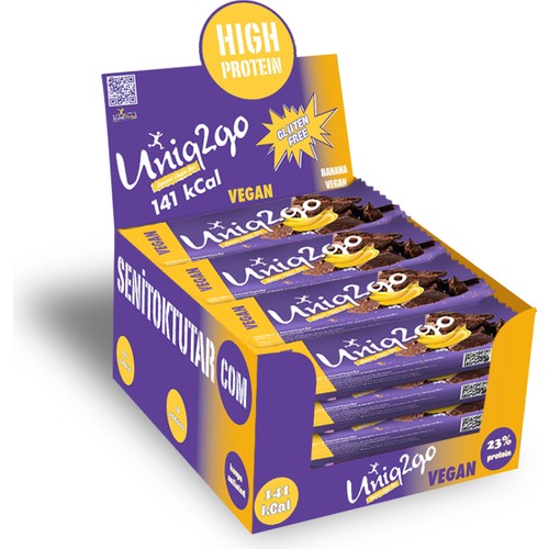 UNIQ2GO Banana Vegan Midi Protein Bar 38 gr x 16’lı Kutu