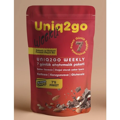 Uniq2go Weekly Kakaolu & Bademli Proteinli Meyve Bar - 7 Adet 50 gr
