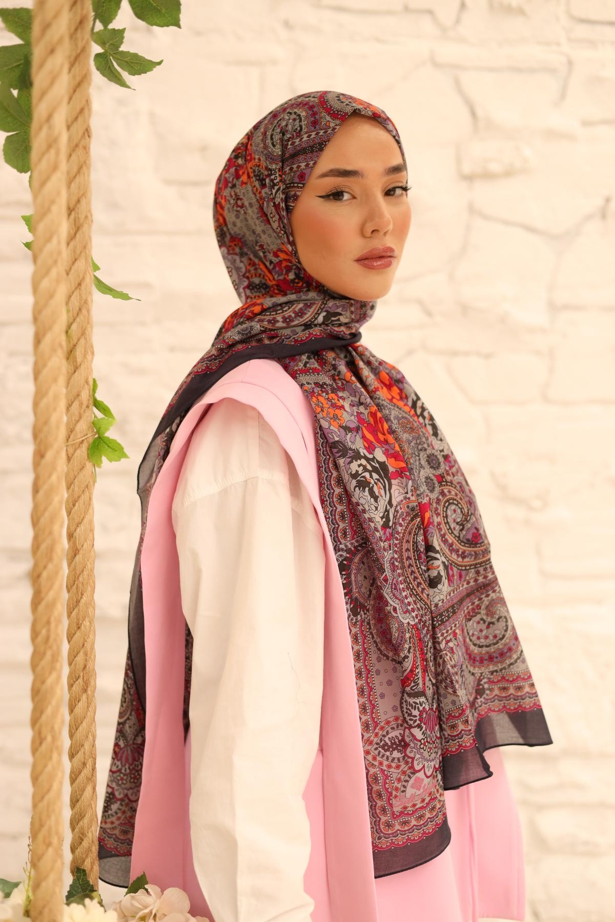Etnik Desen Şal - bordo