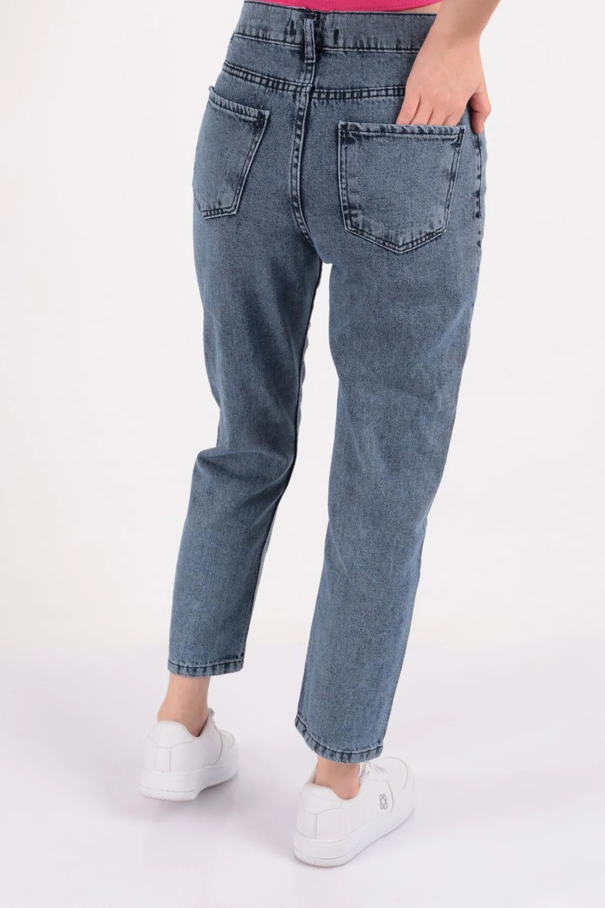 Taşlı Kemerli Kot Pantolon 