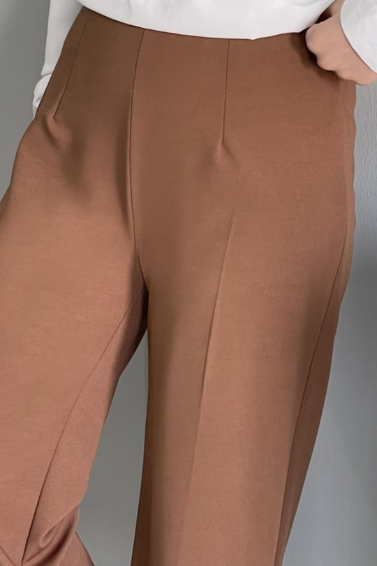 Bol Paça Duble Kumaş Pantolon - taba
