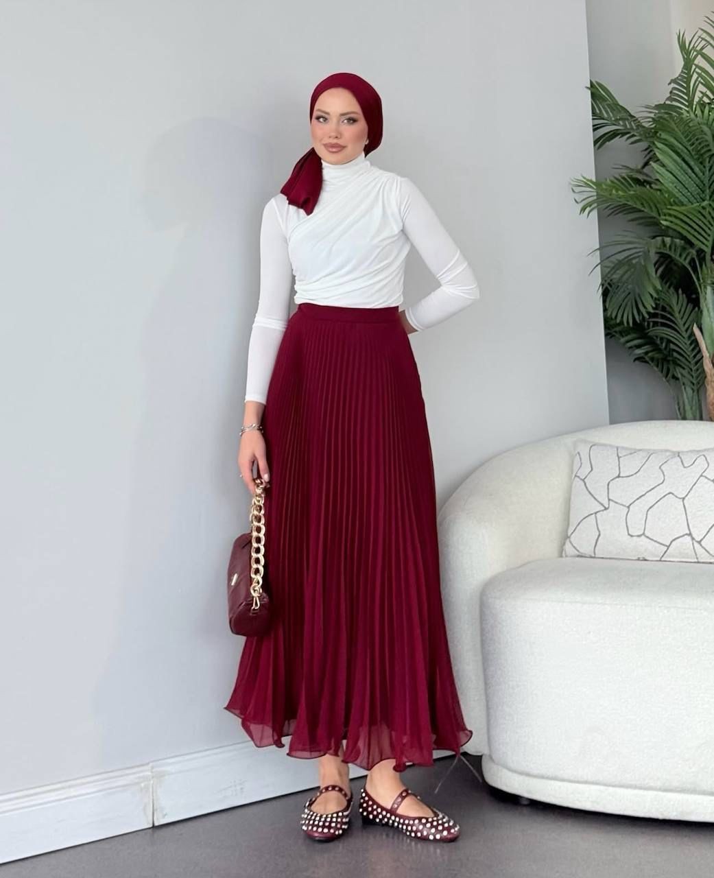 Şifon Etek - kırmızı