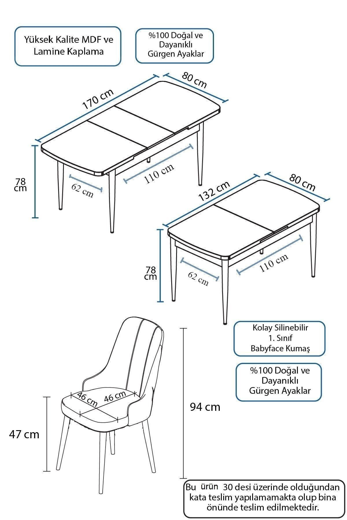 Noa Serisi 80x132 Mdf Açılabilir Gümüş Halka Beyaz Mermer Desen Masa Takımı Ve 4 Sandalye