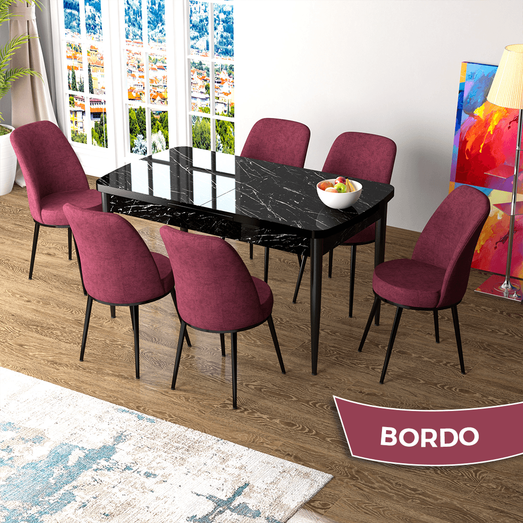 masa si̇yah sandalyeler bordo