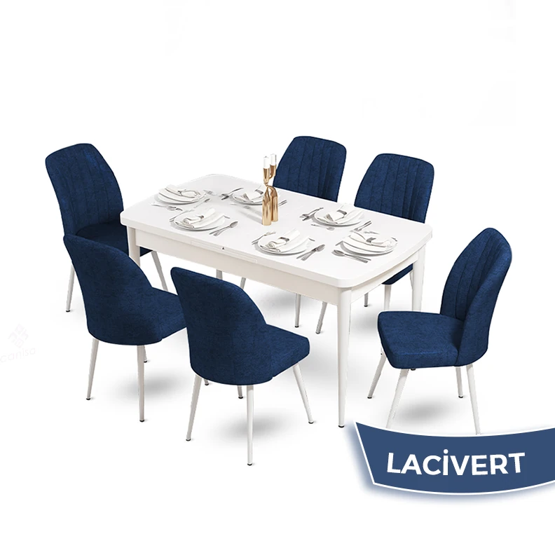 Beyaz Masa lacivert sandalye