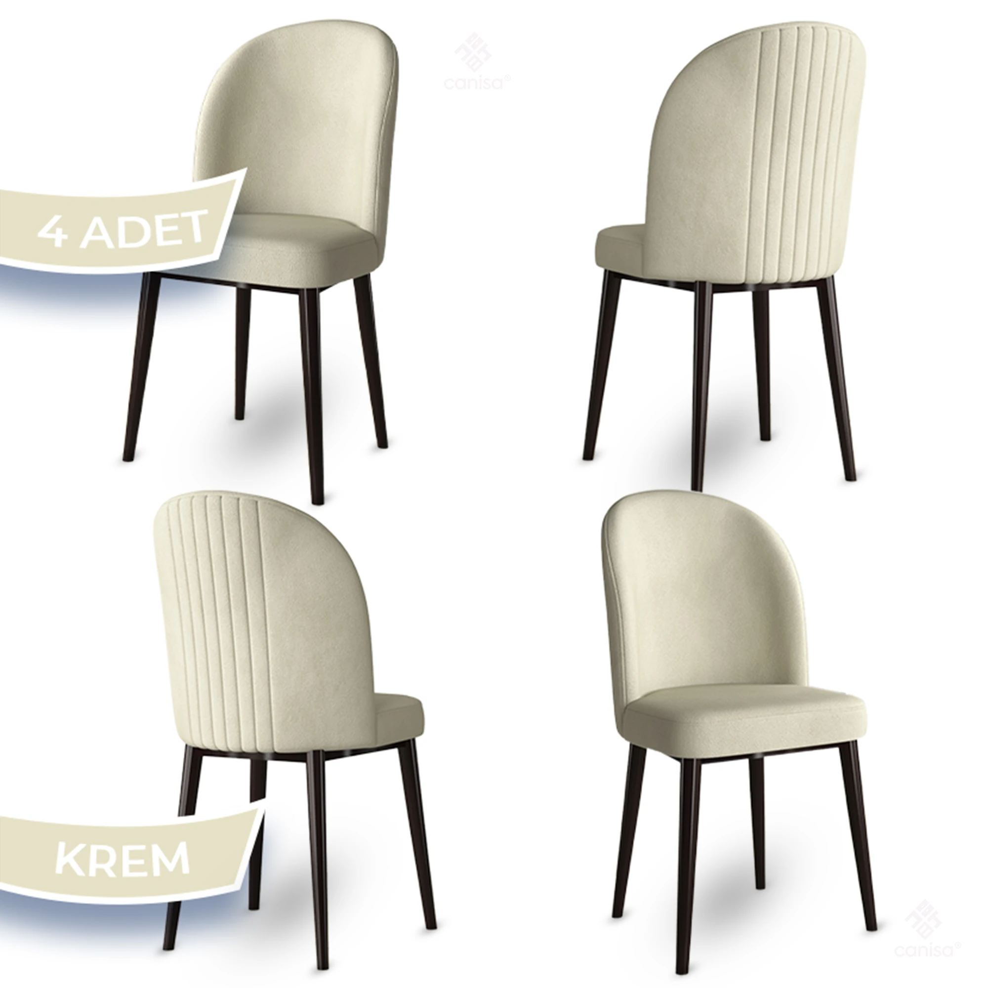 Aste Serisi 4 Adet Mutfak Sandalyesi Babyface Kumaş Kahverengi Ayak