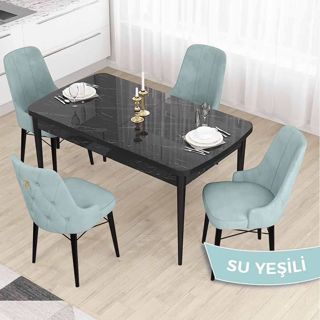 su yeşil Sandalye barok ahşap desen masa
