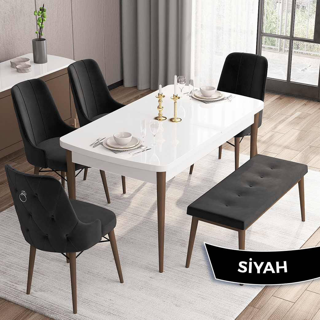 Siyah Renk Sandalye Ceviz Ayak