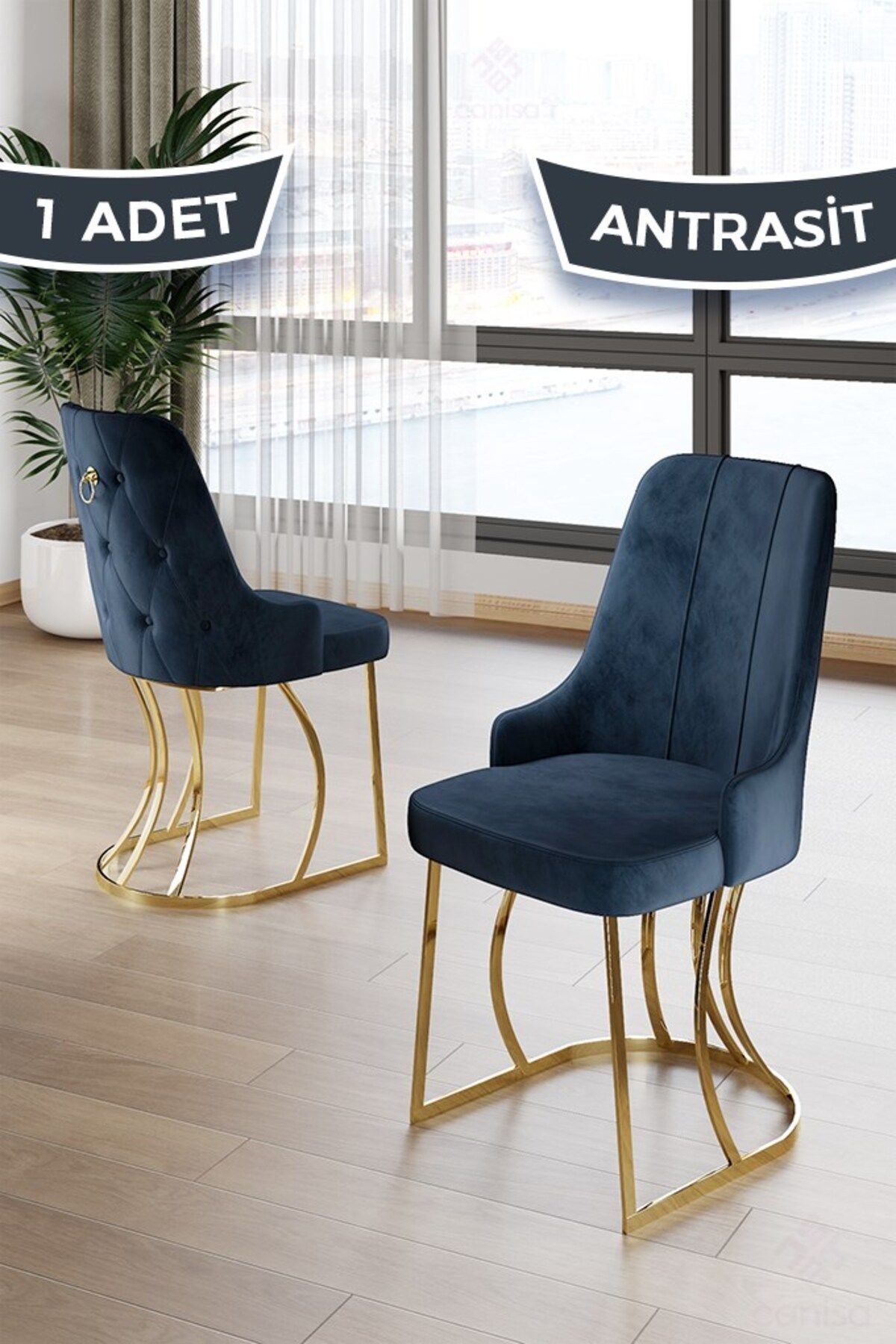 Epal Serisi 90x168 Lak Panel Sonata Masa ve 6 Sandalye Gold Kaplama Ayak