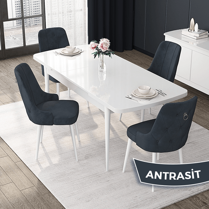 Beyaz Masa antrasitt Sandalye