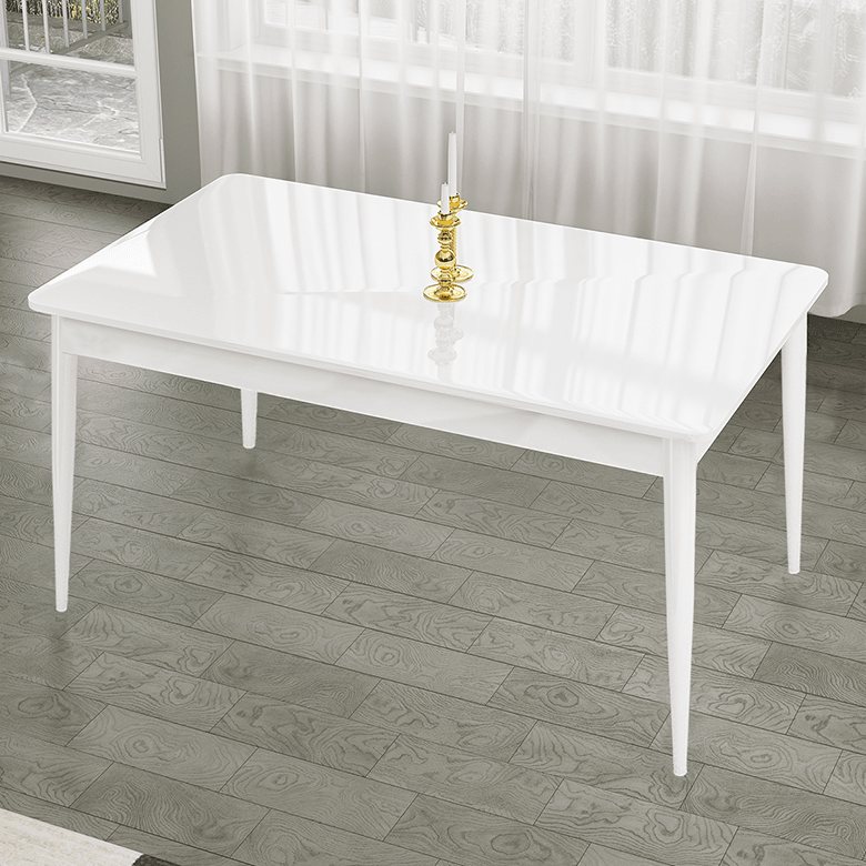 Lav Serisi 80x130 Sabit Beyaz Masa Takımı Ve 6 Sandalye