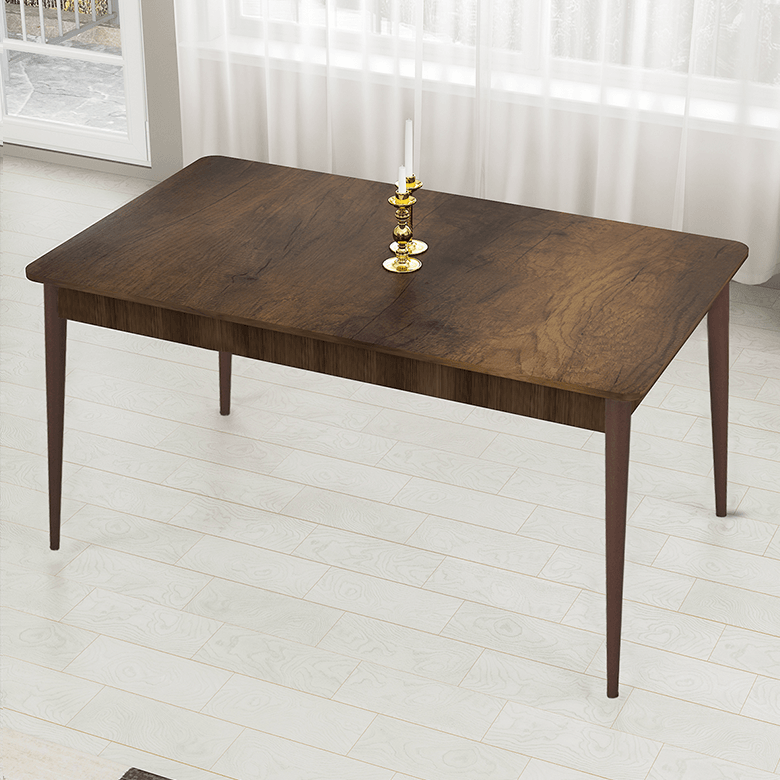 Pir Serisi 80x130 Sabit Barok Ahşap Desen Masa Takımı 4 Sandalye Ve 1 Bench