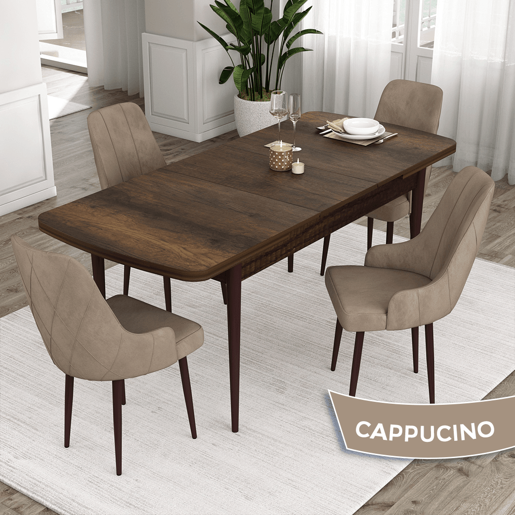 masa barok ahşap sandalyeler cappucino
