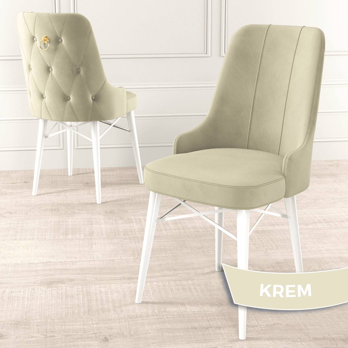 Are Serisi 80x132 Mdf Açılabilir Gold Halka Beyaz Masa Takımı Ve 4 Sandalye