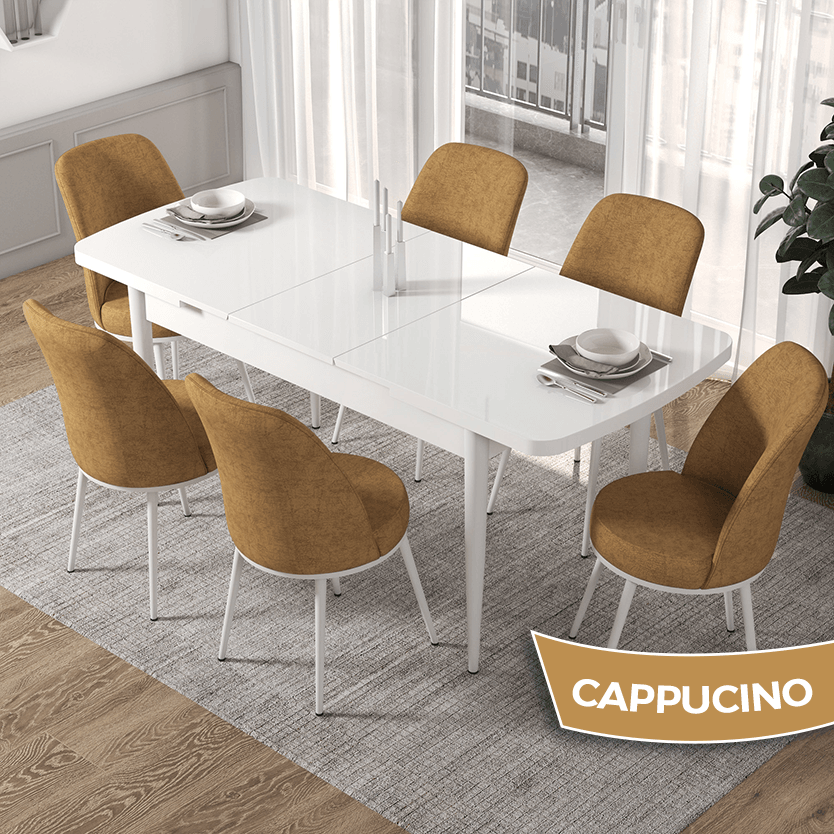 masa beyaz sandalyeler cappucıno