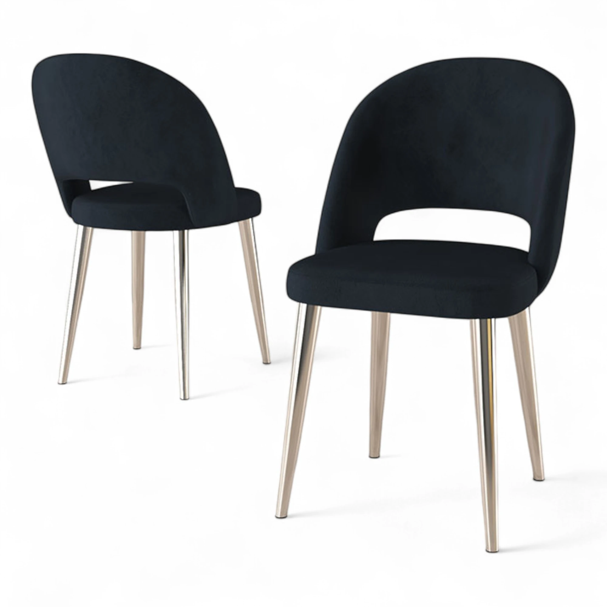 Pane Serisi 2 Adet Mutfak Sandalyesi Babyface Kumaş Krom Kaplama Ayak