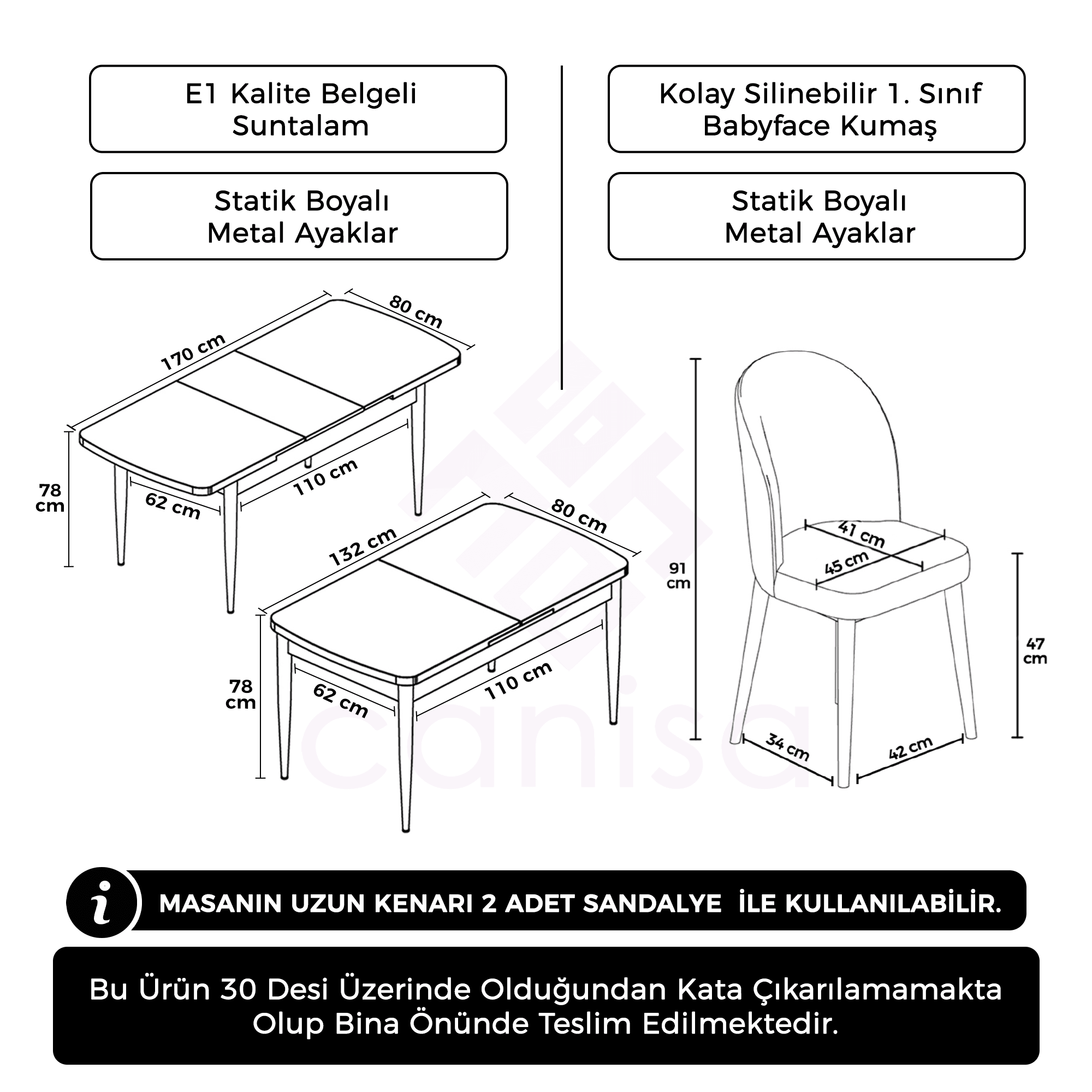 Jul Serisi 80x132 Açılabilir Beyaz Mutfak Masası Takımı Ve 6 Sandalye