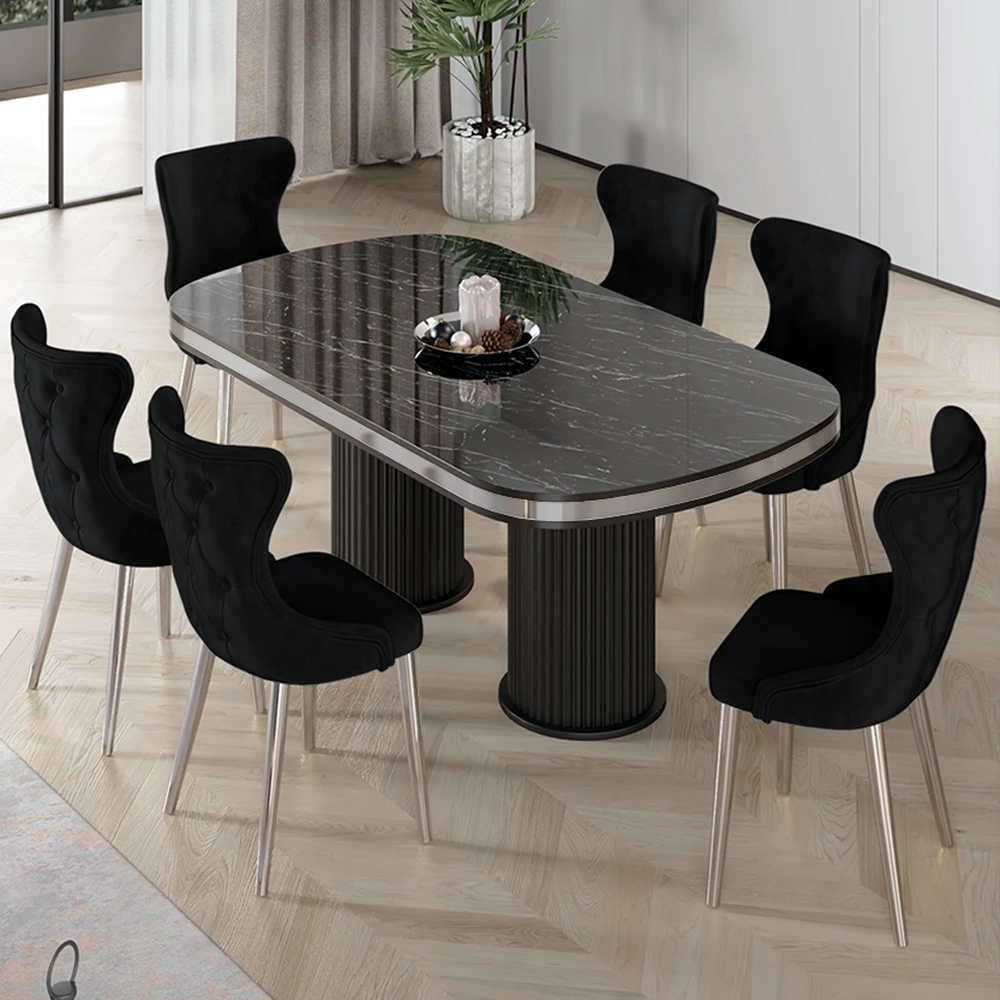 Sonata Masa Siyah Sandalye Ayaklar Krom