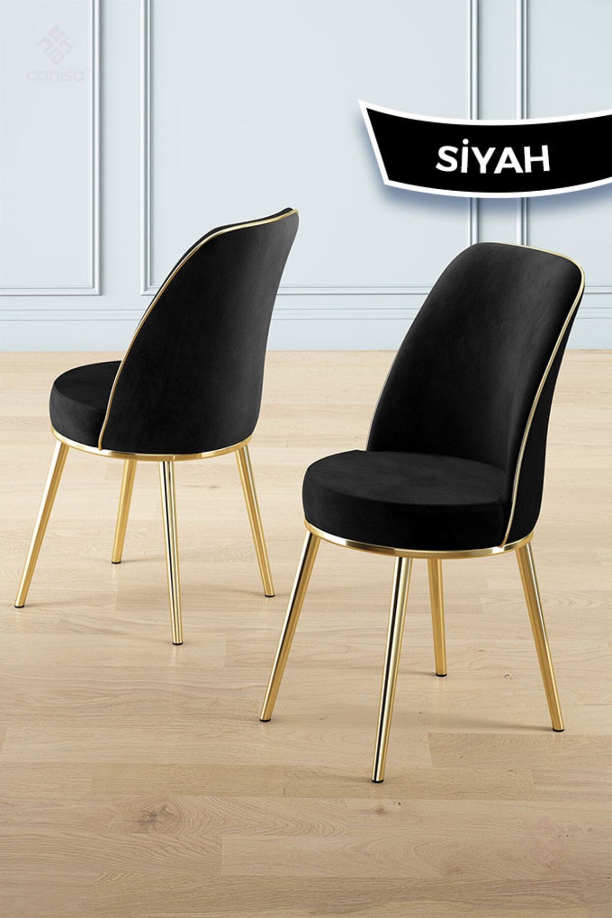 Prah Serisi 90x160 Lak Panel Sonata Masa ve 6 Sandalye Gold Kaplama Ayak