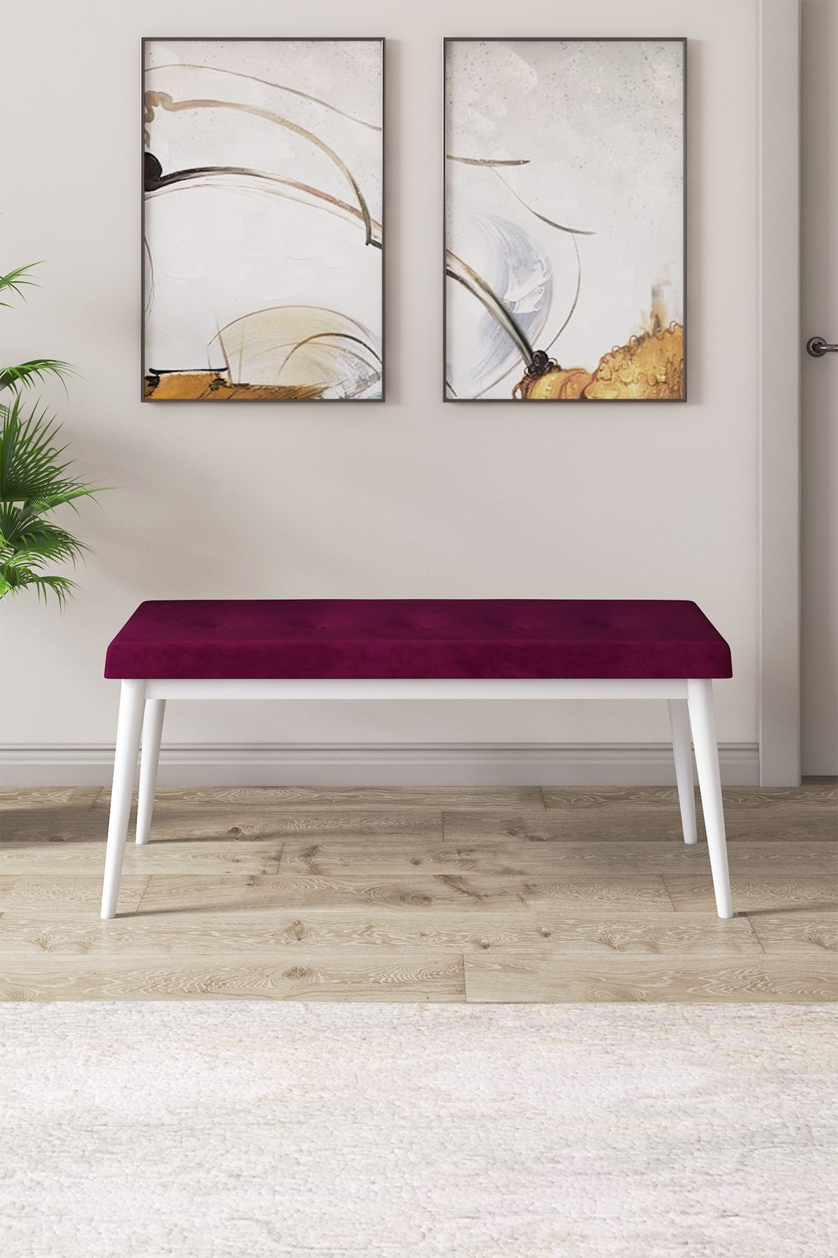 Lav Serisi 80x130 Sabit Beyaz Masa Takımı 4 Sandalye Ve 1 Bench