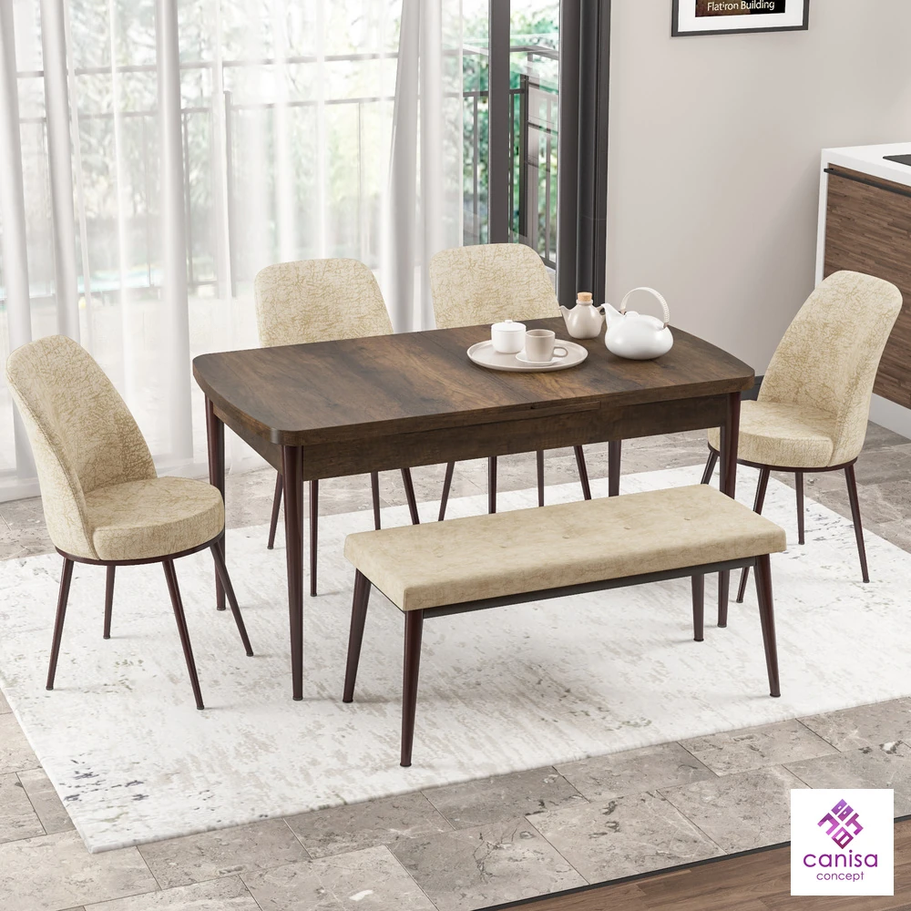 barok 4 krem sandalye 1 krem bench