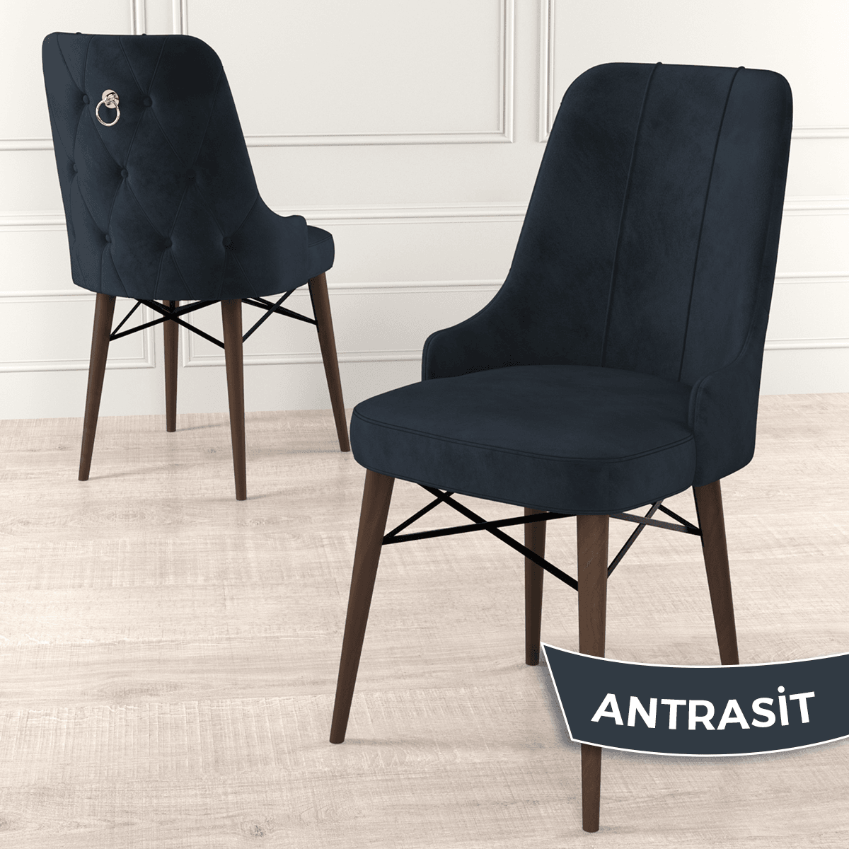Are Serisi 80x132 Mdf Açılabilir Gold Halka Barok Ahşap Desen Masa Takımı Ve 4 Sandalye