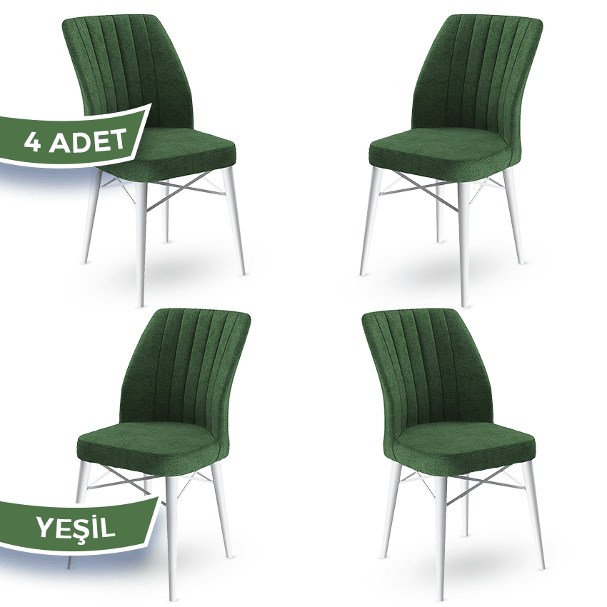 Flex Serisi 4 Adet Mutfak Sandalyesi Jerry Kumaş Beyaz Gürgen Ayak
