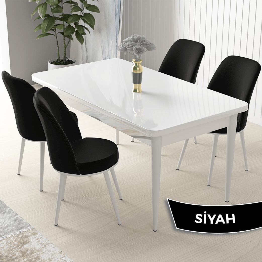 siyah Sandalye Beyaz Masa