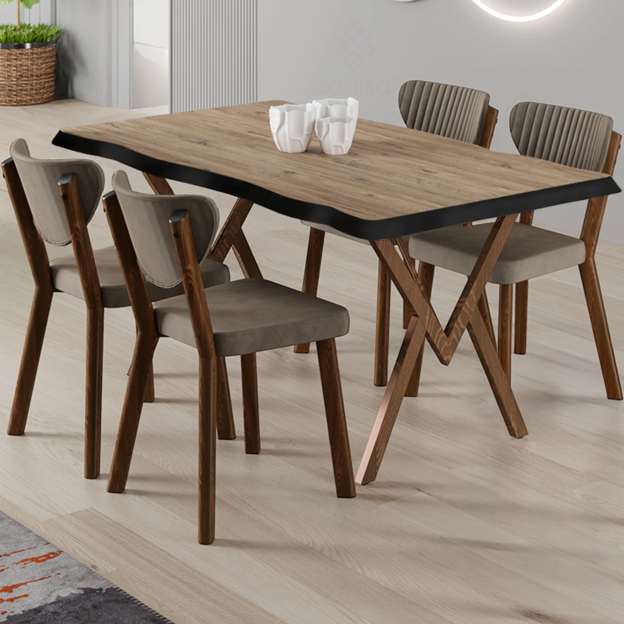 Atlantik Çam Masa Cappucino Sandalye