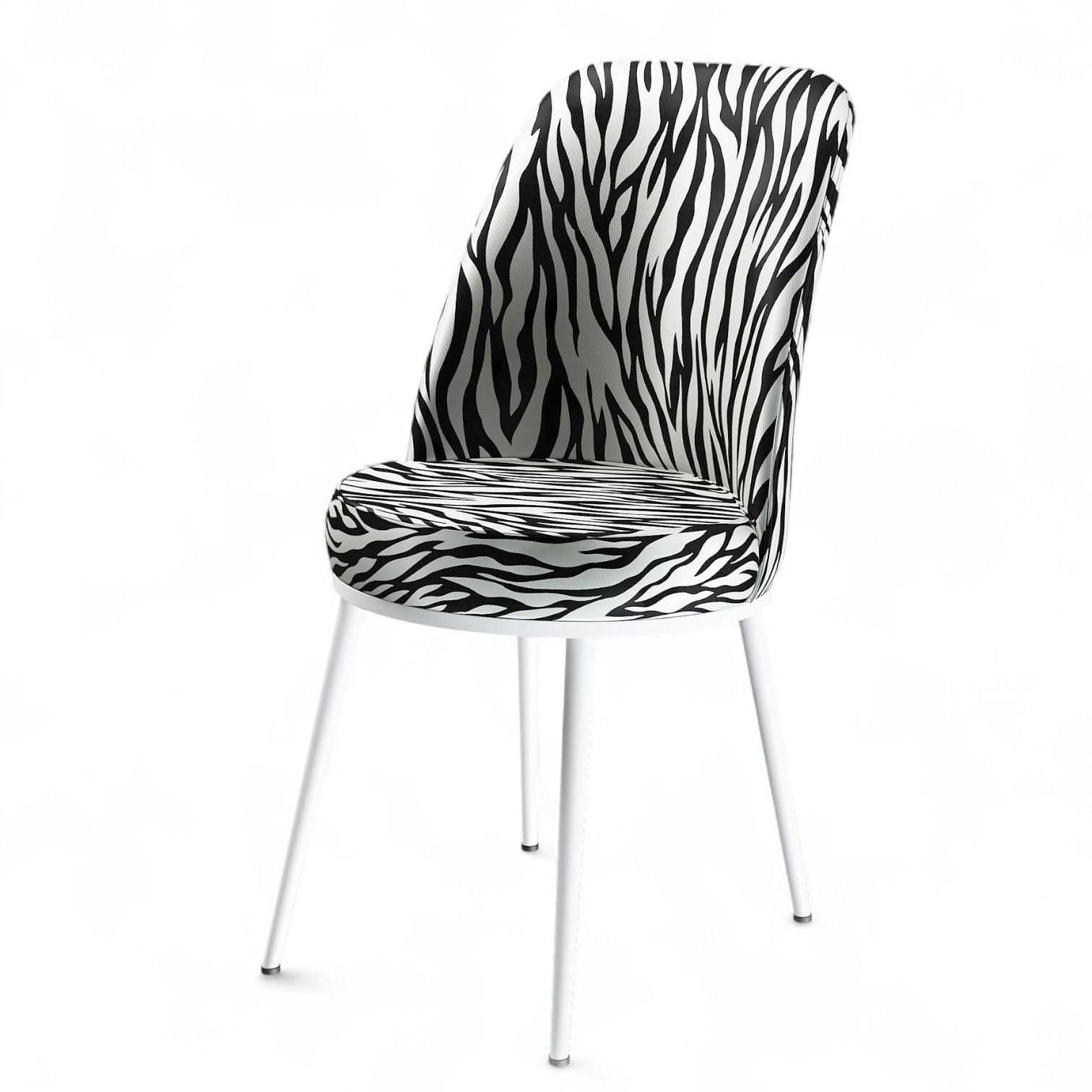 Zebra Desen Sandalye Beyaz Ayak