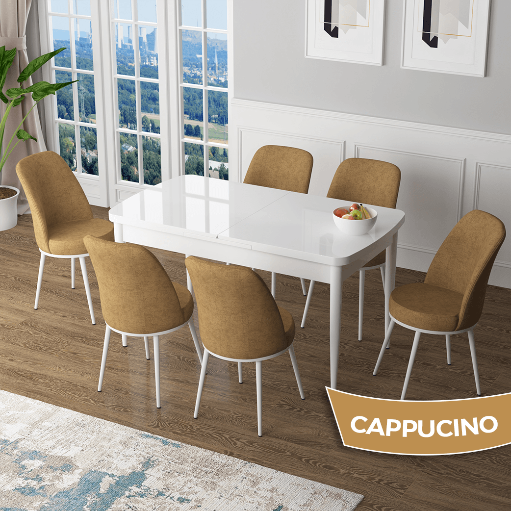 masa beyaz sandalyeler cappucıno