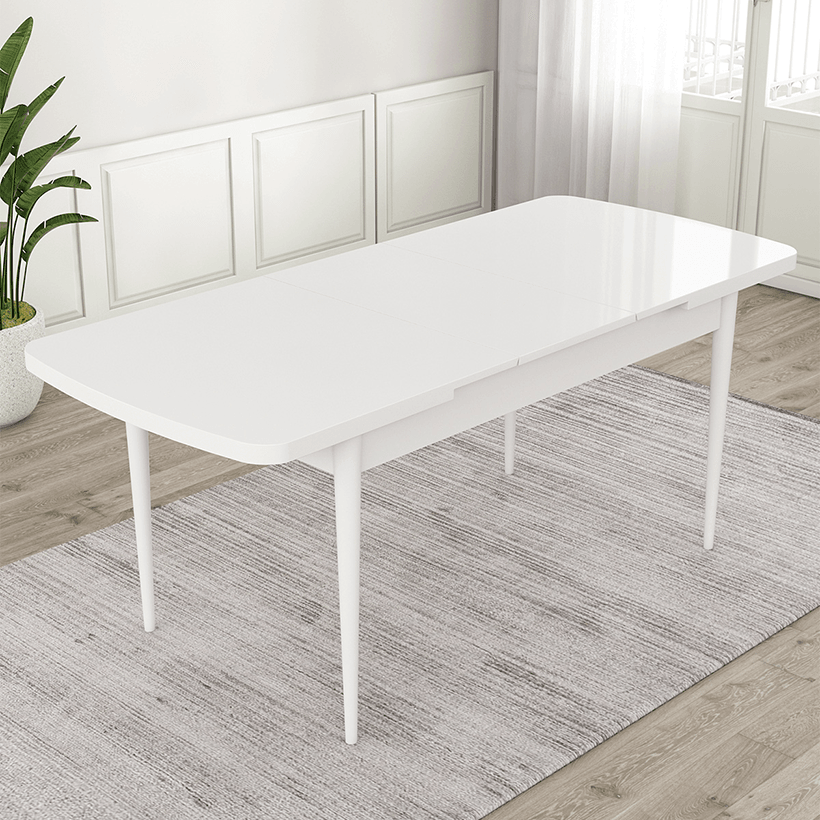Rim Serisi 80x132 Açılabilir Beyaz Mutfak Masası Takımı Ve 4 Sandalye