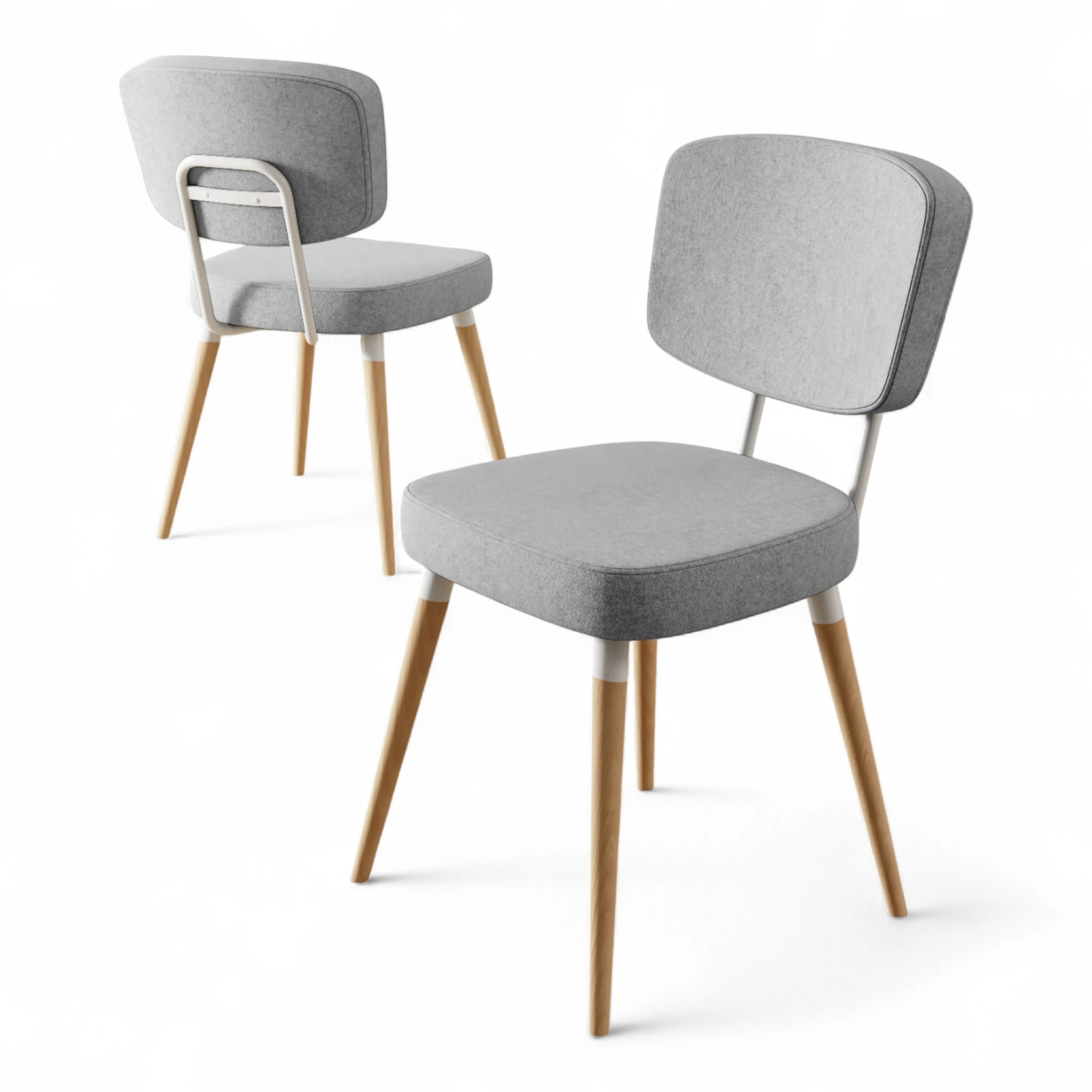 Gri Sandalye Doğal Ahşap Ayak