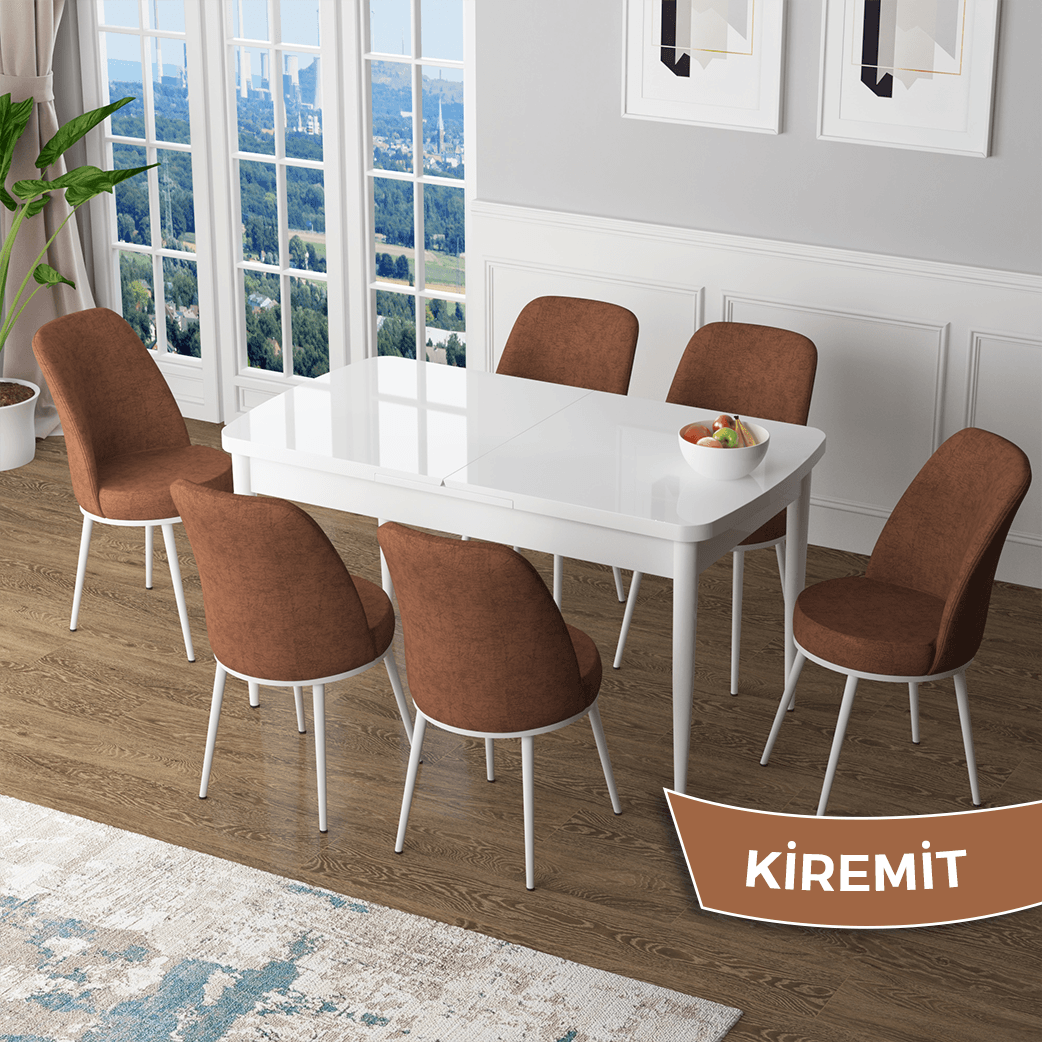 masa beyaz sandalyeler kiremit
