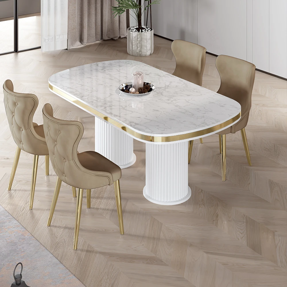 Galya Serisi Lak Panel 90x168 Sabit Beyaz Mermer Desen Mutfak Masa Takımı 4 Sandalye