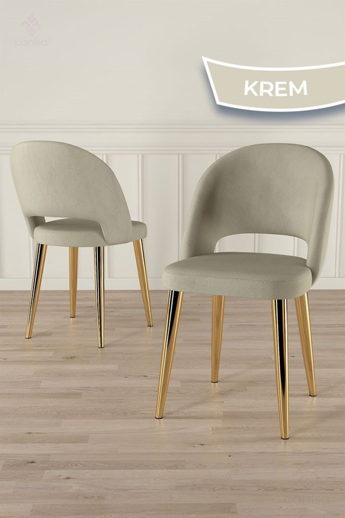 Jita Serisi 90x168 Lak Panel Sonata Masa ve 6 Sandalye Gold Kaplama Ayak
