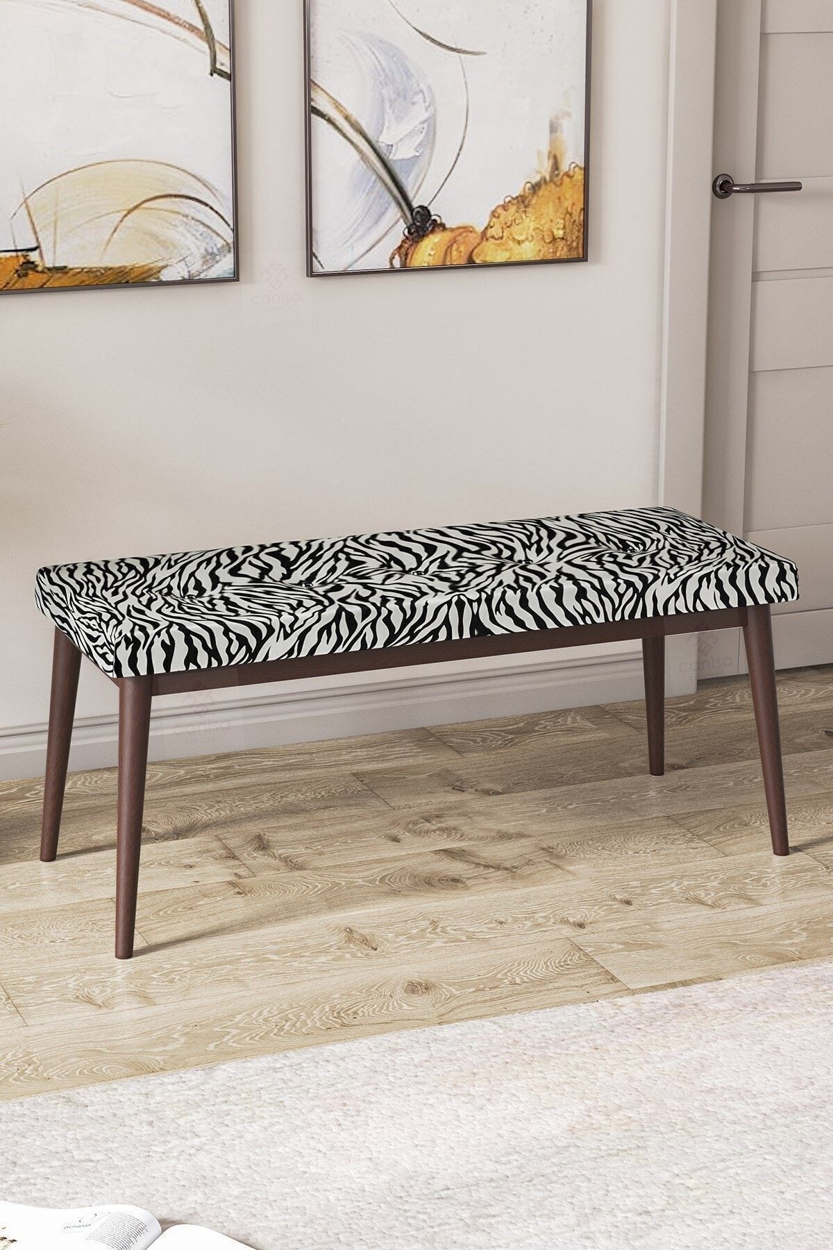 Canisa Pera Serisi Bench,gürgen Tam Isleket 1.sınıf Kumaş / Zebra-ceviz