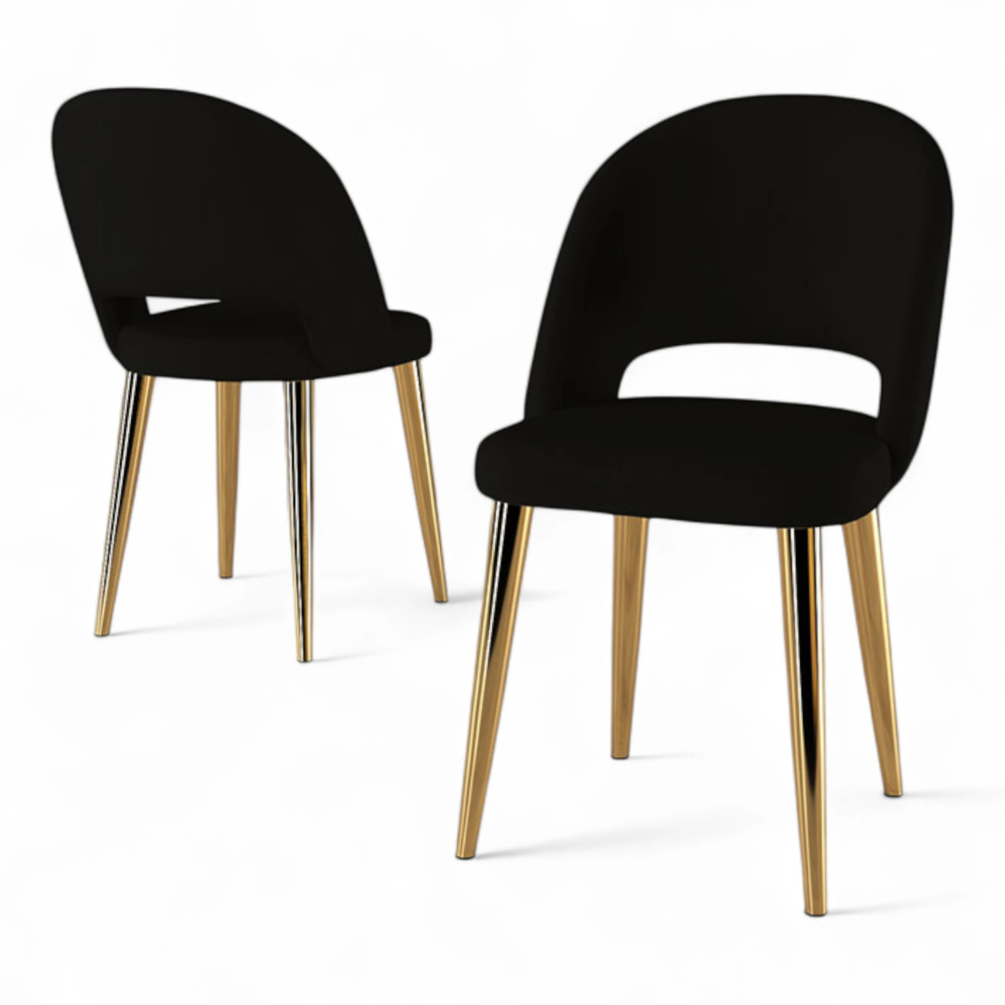 Pane Serisi 2 Adet Mutfak Sandalyesi Babyface Kumaş Gold Kaplama Ayak