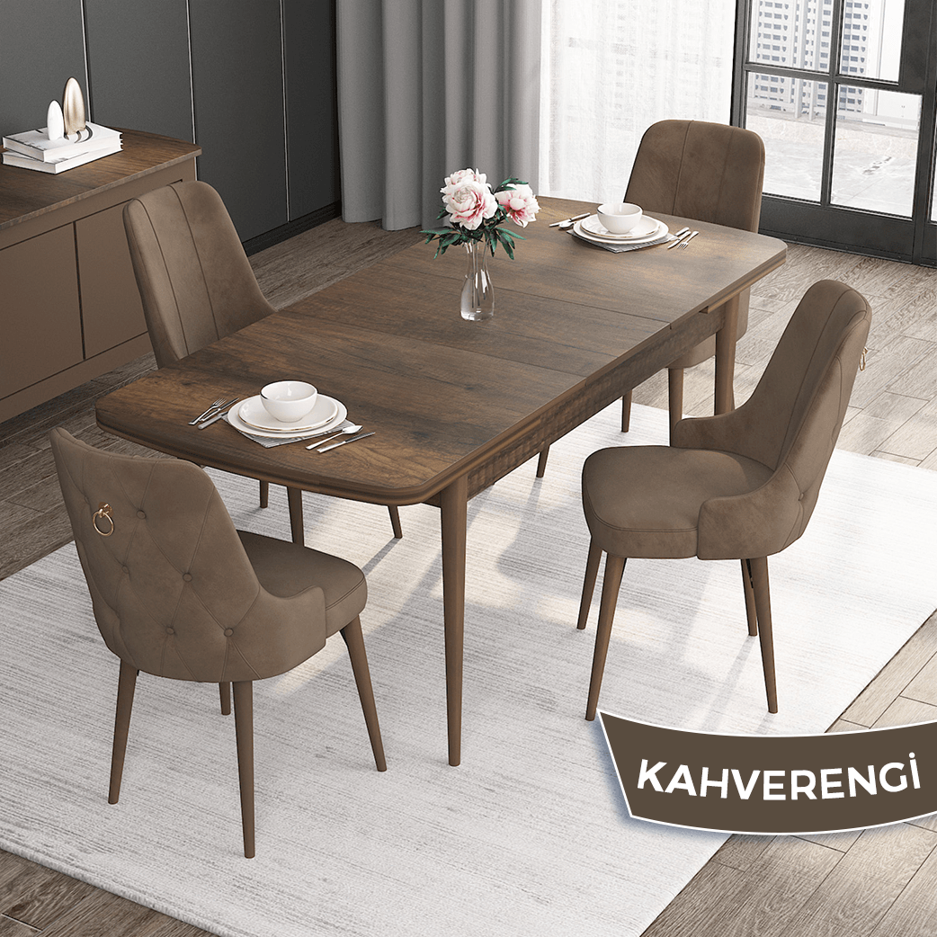 Sandalye Kahverengi Masa Barok Ahşap Desen