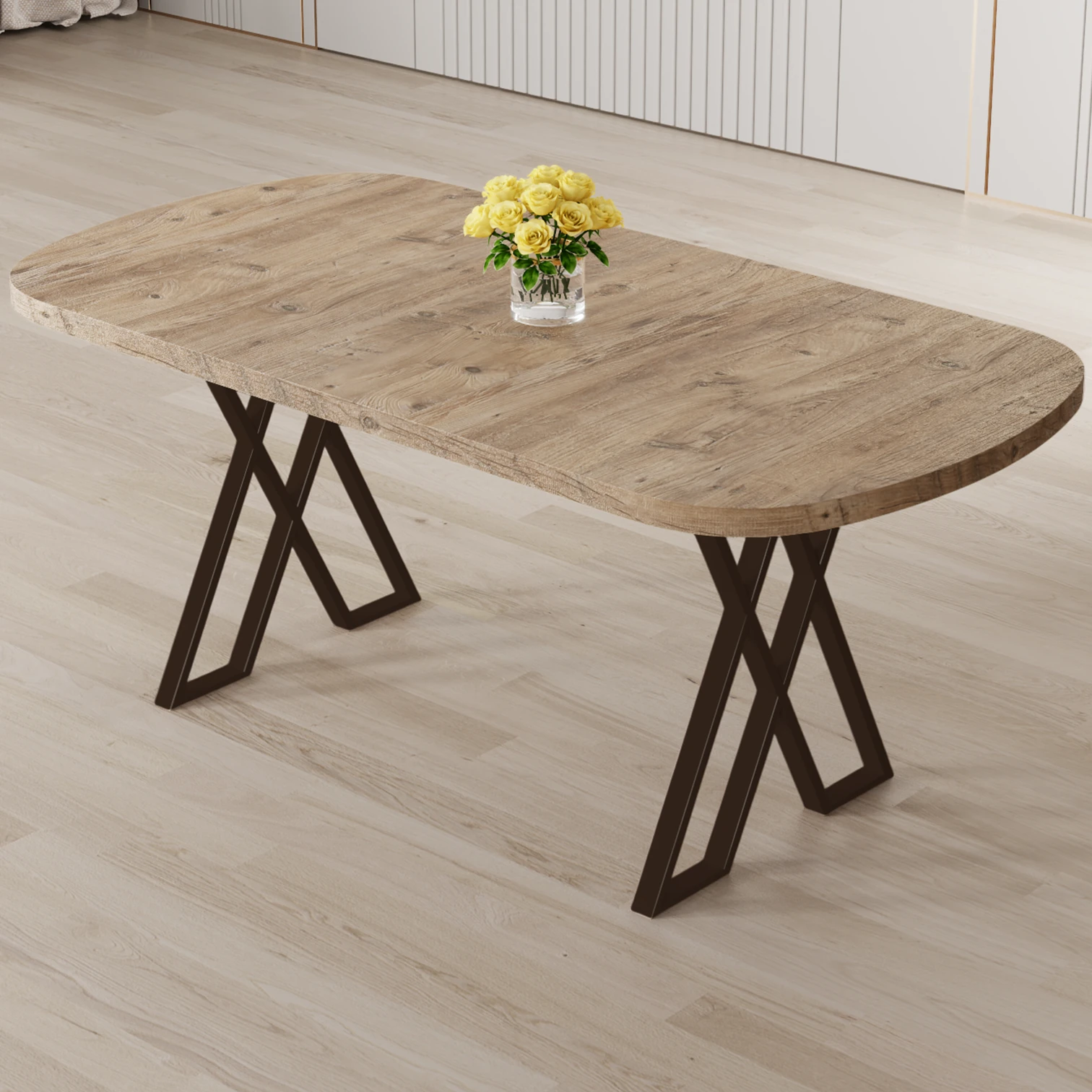  Axton Serisi Sabit Mdf 90x168 Atlantik Çam Mutfak Masa Takımı 4 Sandalye