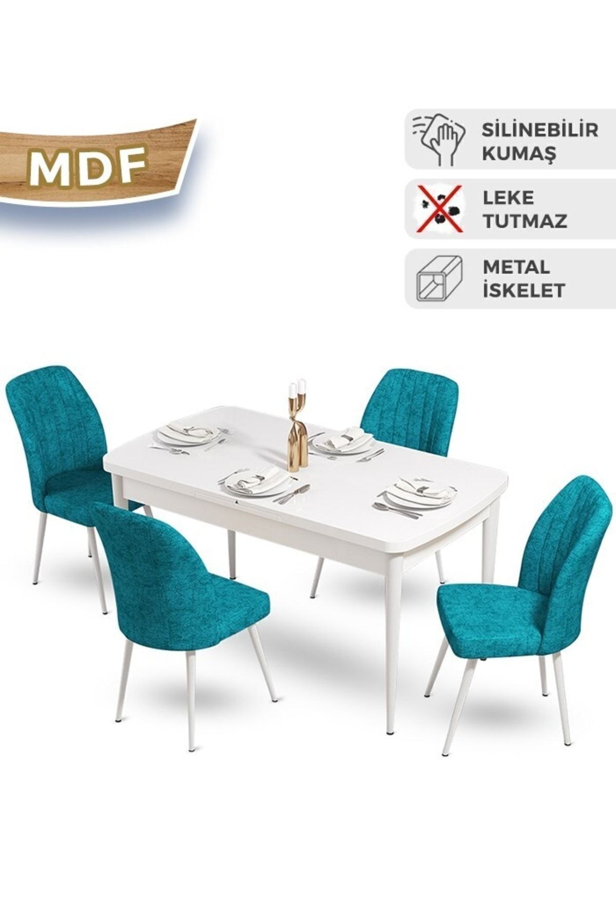 masa beyaz sandalyeler turkuaz