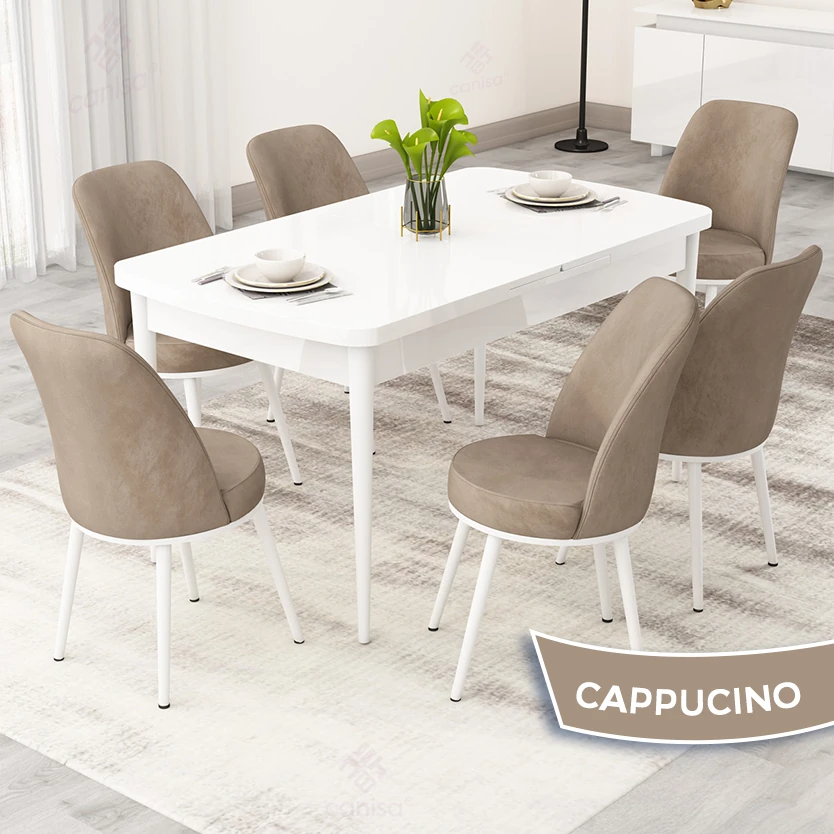 beyaz masa sandalye cappucino