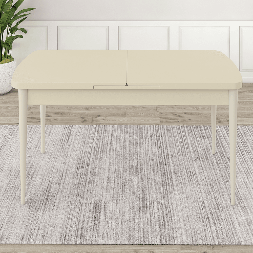 Are Serisi 80x132 Mdf Açılabilir Gold Halka Krem Masa Takımı Ve 6 Sandalye