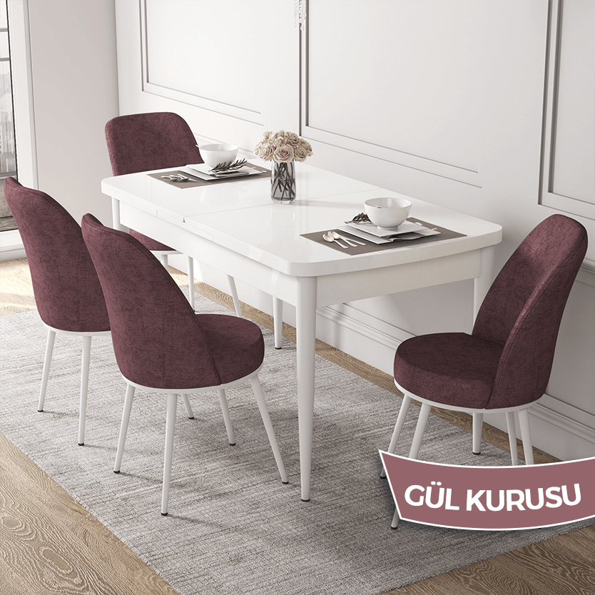 Beyaz Masa / Sandalye Gülkurusu