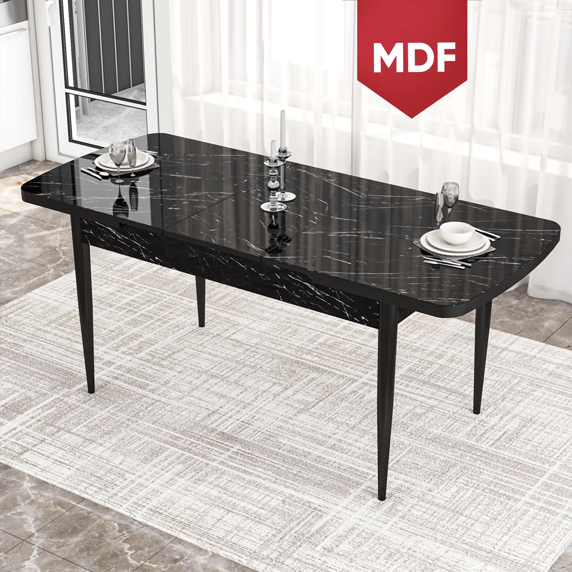 Kor Serisi 70x114 Açılabilir MDF Mutfak Masası