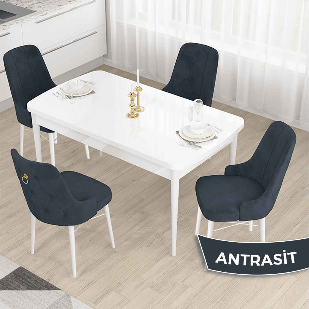 Beyaz Masa Antrasitt Sandalye